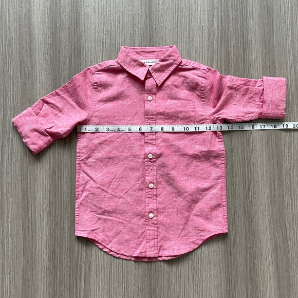 NWT Janie and Jack Boys Linen Button Up Roll-Cuff Shirt & Striped Socks Red 4 - Picture 5 of 12